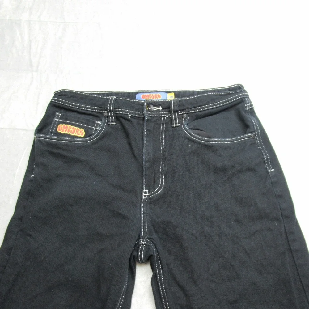 Empyre Y2K Jeans Mens 32x28 Black Denim Wide Leg Contrast Stitch Skate‎ Relaxed